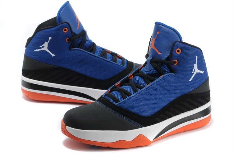 Jordan B`MO Blue Black White Orange Shoes - Click Image to Close